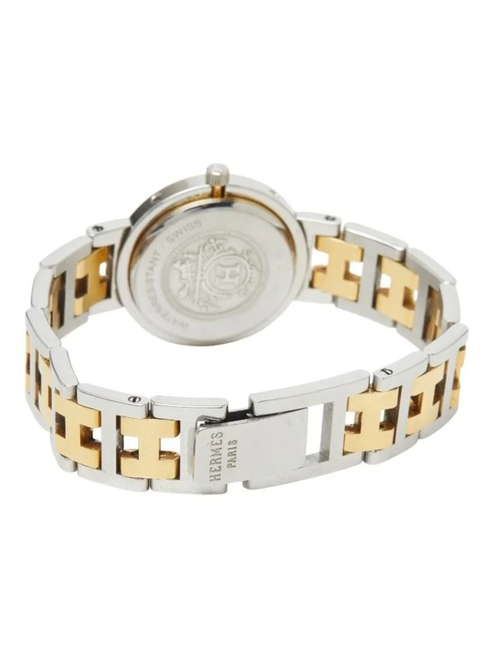 Hermes Clipper Watch White Silver Gold Stainless Steel